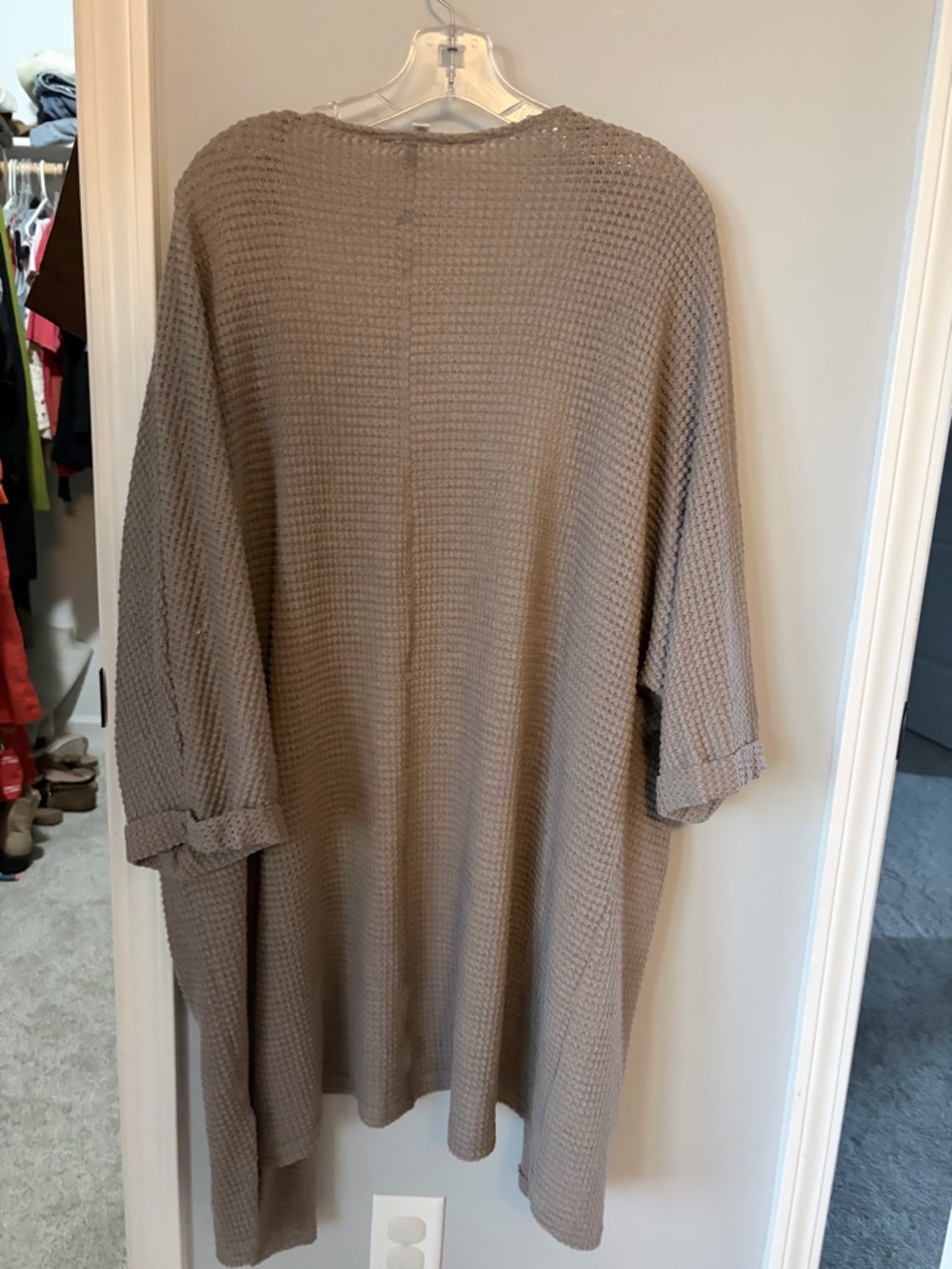Mittoshop Waffle Knit Open Front Cardigan - Taupe - Picture 5 of 5